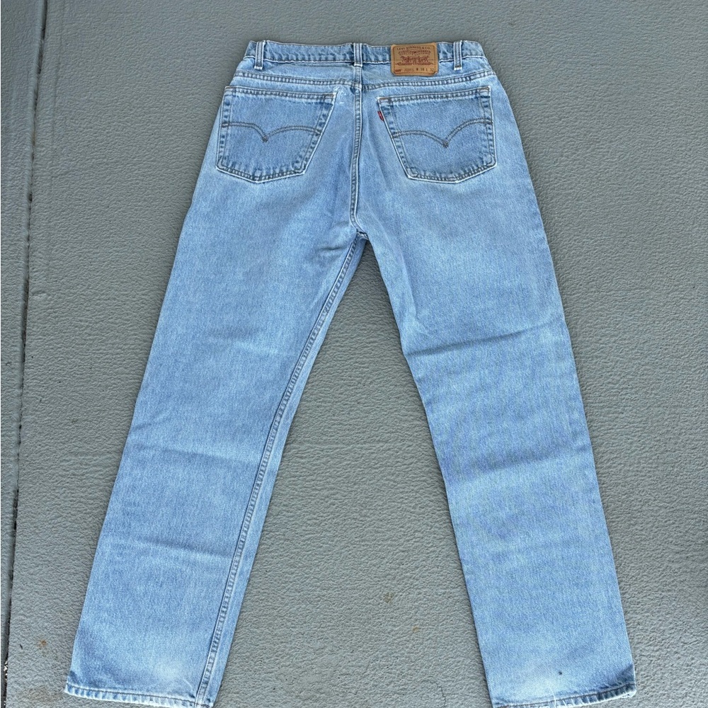 Vintage 90s Levis 505 Denim Made in USA Size 38x32 Light Wash Distressed Jeans